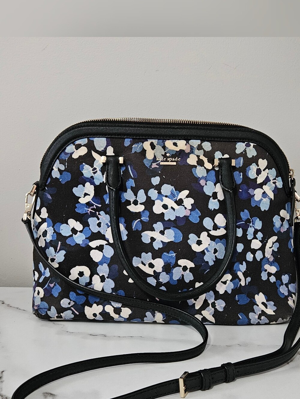 Kate Spade New York Cameron Street Blue Floral Margot Satchel (EUC)